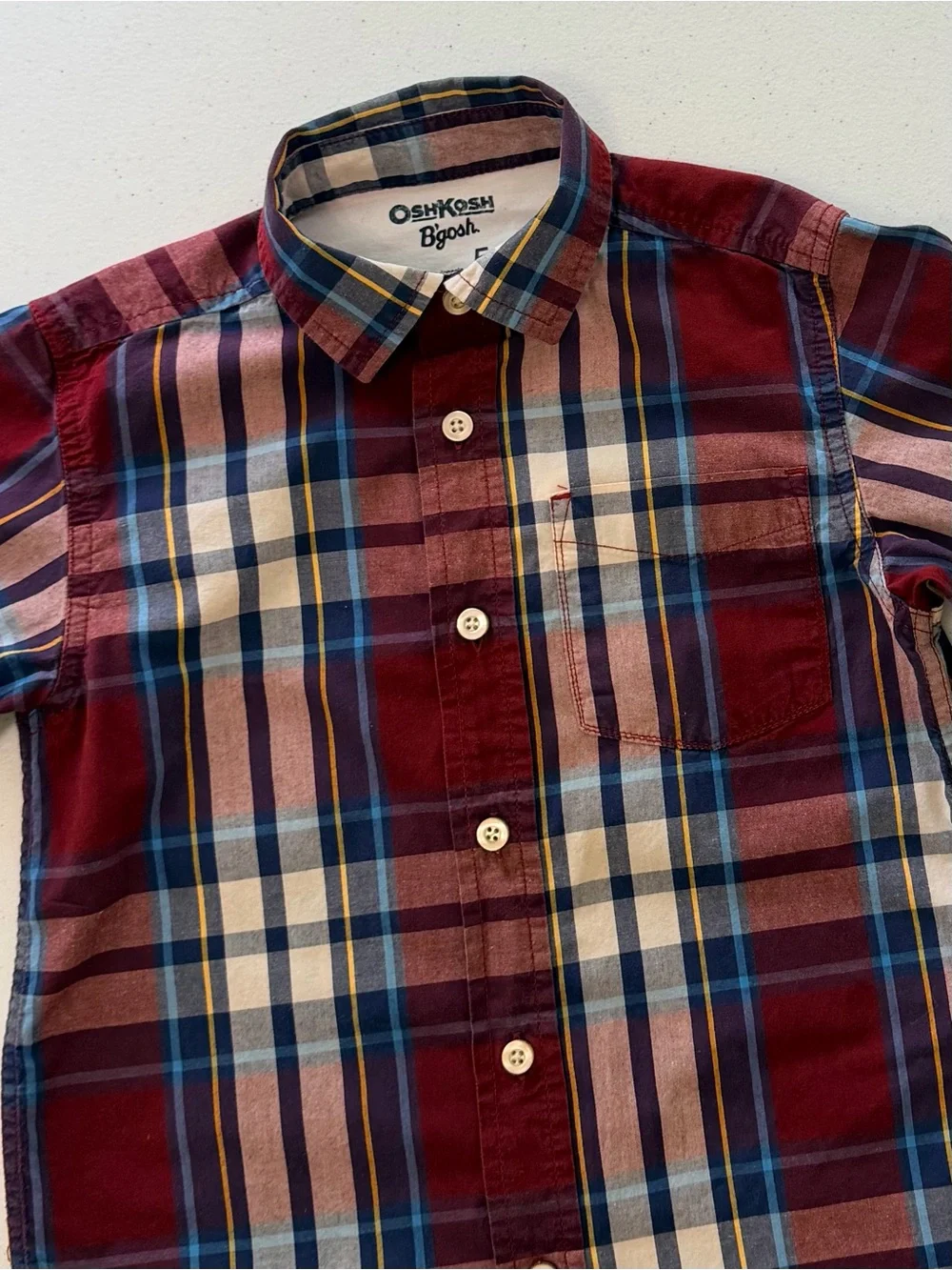OshKosh B'gosh Maroon and Blue Plaid Button-Down Shirt